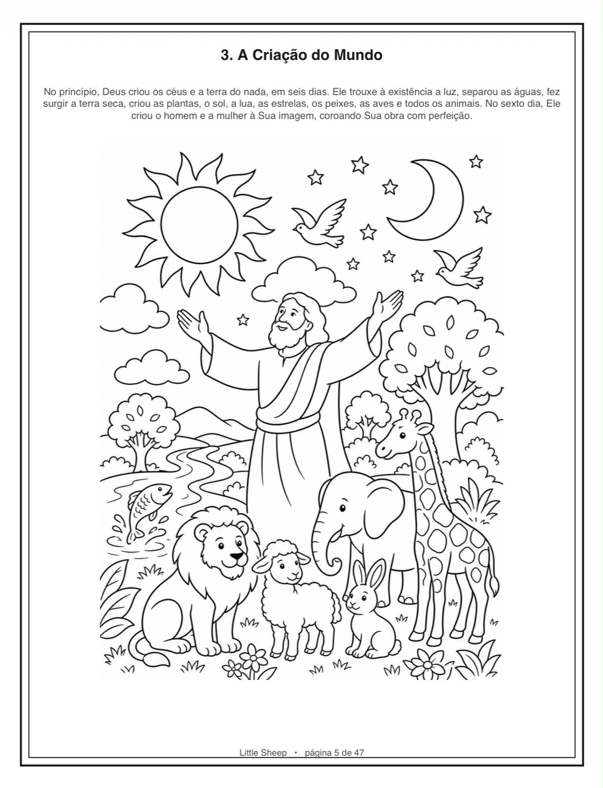 Página para colorir: A Criação do Mundo